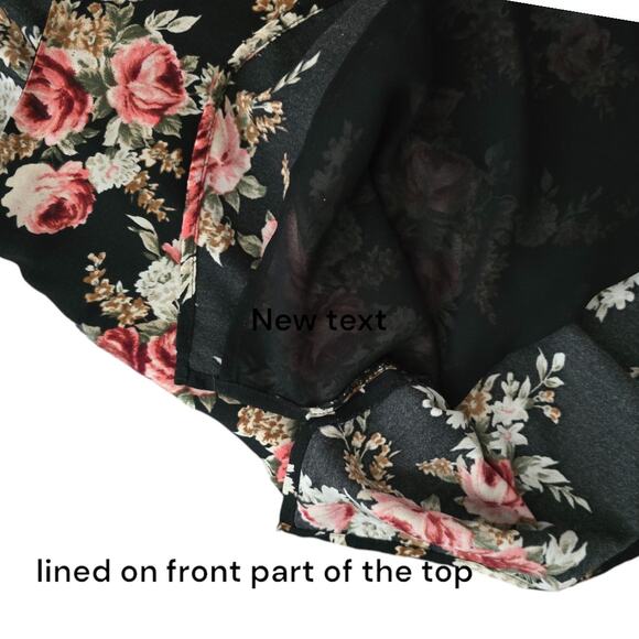 Bobeau Tank Top Women's 1X V-Neck Floral Black Sleeveless Spaghetti Strap Top - Picture 4 of 5